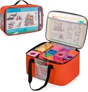 Rexmica 2pcs Storage Organizer Bag for Magnetic Building Tiles, Magnet Building Tiles Travel Bag Case with Visible Top, Toy Storage Bag for Construction Building Toy, Magnet Toy, Interlocking Blocks