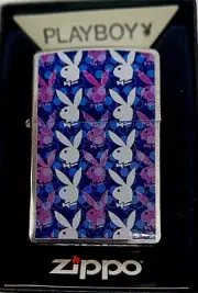 Rare Gorgeous Repeating Playboy Bunny Zippo LIghter W/Zippo Torch Insert