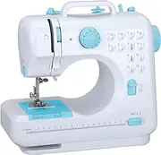 Mini 12-Stitch Sewing Machine – Portable, Double Threads, 2-Speed Mender with Foot Pedal (Blue)