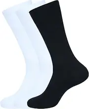 [ASSOTS] LONDON Men's Dress Socks, Pack of 3 Socks, Color - 2 White, 1 Black