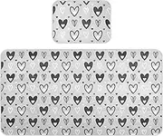 Cooling Baby Mattress Protector Pads 28" x 52" Reusable Grey Black Hearts Bed Pads Washable for Kids, Adult