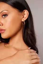 Gold Hoop Earrings - Size ONE, Women's Ring