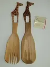 Fair Trade Wood Carvings Giraffe 12" Salad Servers