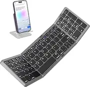 Foldable Bluetooth Keyboard Portable Keyboard with Numeric Keypad for Travel, Folding Wireless Bluetooth Keyboard for iPad iPhone Android Smartphone Tablet Laptop PC, Sync up to 3 Devices