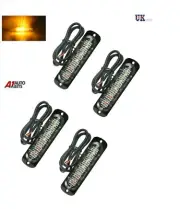 4x Amber 6 LED Car Truck Emergency Beacon Lights Hazard Flash Strobe Bar Warning