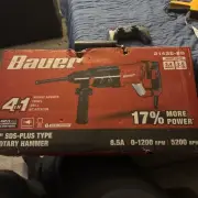 BAUER 8.5 Amp, 1 in. SDS-PLUS Type Variable-Speed Rotary Hammer 2142 2142E-EB