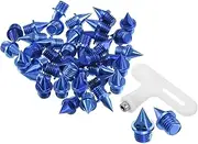 uxcell 1/4 Inch Carbon Steel Track Spikes, 40 Pack Sports Shoes Spikes Replacement Accessories with Spike Wrench for Long Jumping Running, Blue