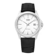 Casio Men Analog Leather Watch Black silver Original New MTP-1183E-7A