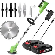 Oimzzr Electric Lawn Mower Rechargeable Li-ion Battery Cordl Grass Trimmer Auto Release Household Portable Garden Home Trimming for Gardening Green