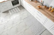 [Namly Design] Floor Tiles Sticker -White and Pale Black pattern / Peel and Stick / 24 pcs