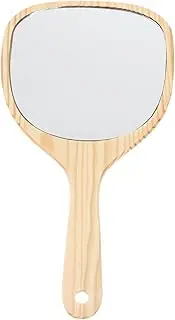 Ipetboom Wooden Makeup Mirror Handheld Mirror Large Mirror Area Distortion Wall Mountable for Women Girls