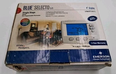 Emerson Blue Selecto 1F86ST-0471, 4" Display, Digital Thermostat White Rodgers