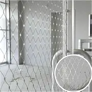 Razor Wire Barbed Wire 304 Stainless Steel Rope Mesh, Fall Protection Netting, Cuttable Balustrade Rope Fence for Zoo Garden (Color : Silver-12cm, Size : 1x9m)