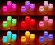 Colour Change 3 Set Remote Control LED Flameless Battery Timer Pillar Candles
