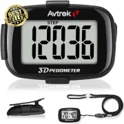 3D Step Counter Pedometer,Jumbo Screen,Clip-On,Time Display,LED Backlight,Lanyar