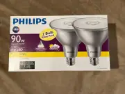 Philips 90W Equivalent Bright White PAR38 LED Floodlight Light 2 Bulbs