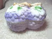 LAVENDER PURPLE GRAPES 2 PC DIVIDED JELLY DISH W SLOTS FOR LADLES JAM LID NEW