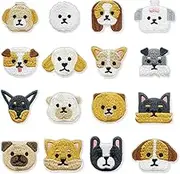 WELANE Iron on Patches, 16 PCS Dog Patterns Embroidered Applique Patches for Clothes, Dress, Hat, Socks, Jeans, DIY Decoration