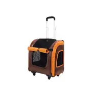 Ibiyaya New Liso Backpack Parallel Transport Pet Trolley- Orange/Brown