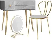 GFCVCSZDAS Dressing Table, Modern Desk, Rectangular Dressing Table, Multifunctional Simple Dressing Table, Vertical Touch Lighting Mirror with Drawer, Dressing Table