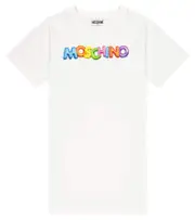 [Moschino Kids] Moschino Kids Printed cotton-blend jersey dress Y 4 white