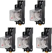 Sourcingmap 5 Pcs AC 220-240V DPDT 8Pin Red LED Light Power Relay w Socket Base