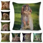 Cute Rabbit White Bunny Cushion Cover for Sofa Car Pet Animal Hare Pillow Case