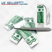 50 CARBON STEEL STERILE SURGICAL SCALPEL BLADES #12 + GRADUATED HANDLE #3