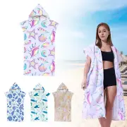 Poncho Changing Robe with Zipper Hooded Towel Poncho Robe Highly Absorbent +*