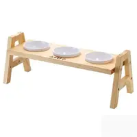 在飛比找momo購物網優惠-【毛孩王】AFU 台製三口原木餐桌 寵物碗架 寵物碗 貓碗 