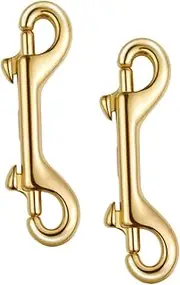 SHINEOFI 2pcs Brass Double Hook Chain Clasps Double Ended Snap Clips Metal Hooks Eye Bolt Snap Hooks Dog Leash Buckle Dog Leash Clip DIY Clasps Dog Leash Snap Hooks Metal Snap Hooks