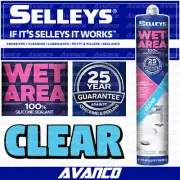 Selleys Wet Area CLEAR Silicone Sealant Waterproof Adhesive Bathroom 300g