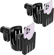 Guiseapue Universal Stroller Cup Holder, Bike Large Caliber Designed Holder for Bottle with Handle, Stroller, Bike, Wheelchair, Walker, 2pc-Black-B,(4040)