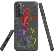 For Samsung Galaxy S21 FE Case Armour Cover, Colorful Lizard