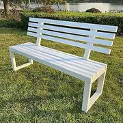 Garden Bench, Outdoor Patio Bench, Park Bench with Slatted Seat, Loveseat Bench, Metal Frame, for Porch, Lawn, Balcony and Backyard (Color : White, Size : 120cm/47.2in)