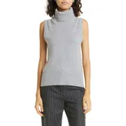 Veronica Beard Mazzy Sleeveless Cashmere Turtleneck Sweater in Heather Grey at Nordstrom, Size Large