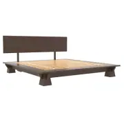 Zen Modern design wooden platform bed with teak headboard, handmade Raku bed