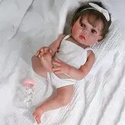 CHAREX Reborn Baby Girl Doll Silicone Full Body, 18 Inch Lifelike Waterproof Newborn Baby Doll, Real Washable Silicone Reborn Toddler
