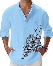 [DEELMO] Men's Cotton Blend Mandarin Collar Self One Design Full Sleeve Casual Short Kurta