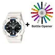 Casio G-Shock Analogue/Digital Mens White XL-Series Watch GA-100B-7A Bottle O...