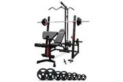 Impact Fitness Squat Rack Lat Pulldown + Adjustable Bench + 120kg Olympic Barbell Weight Set