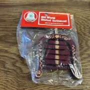 Commodore Old World Musical Instrument Vintage Christmas Decoration Wood NOS #1