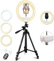 10" LED Selfie Ring Light with Tripod Stand & Cell Phone Holder for Live Stream/