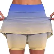 [Aliciga] Women's Skirt Shorts High Waist Gym Workout Skorts with Shorts Underneath Quick Drying Athletic Running Skirt