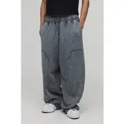 Mens Grey Relaxed Wide Leg Carpenter Joggers