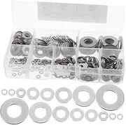 FIXOSHEE 360pcs Assorted Stainless Steel Flat Washer Bolts Screw Washer Hardware Set for Mechanical, Automotive Electronic Application