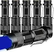 HYVCZP 6 Pack Mini Blue LED Flashlight - Zoomable, Single Mode Blue Light Torch for Night Fishing and Outdoor Activities