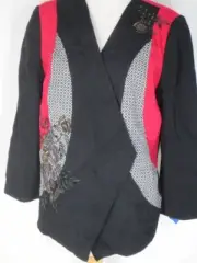 NWT Chico's Black Red Open Jacket 1 S Sequins NEW