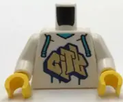 Lego New Minifig White Torso Hoodie w/ Medium Azure Drawstrings CITY Part
