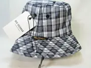 Ben Sherman Men's Bucket Hat BS4203 Black Gray White Plaid Reversible L/XL